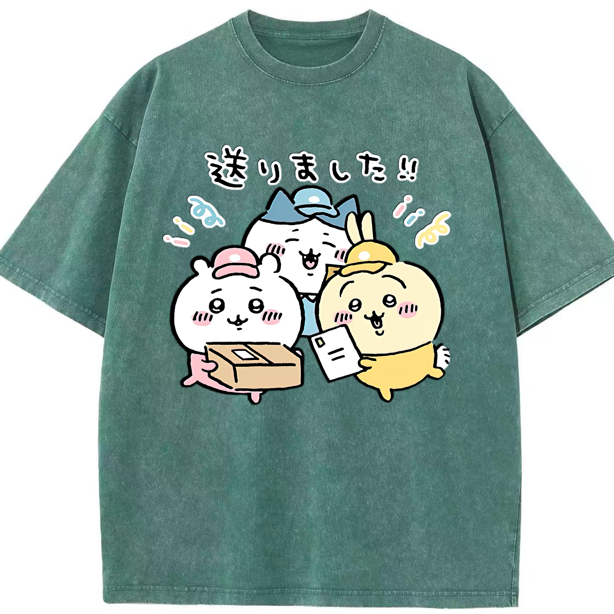 （画像用） ちいかわ ハチワレ Chii-kawa hachiware 綿100% ヴィンテージ風 半袖Tシャツ（フロントプリント）